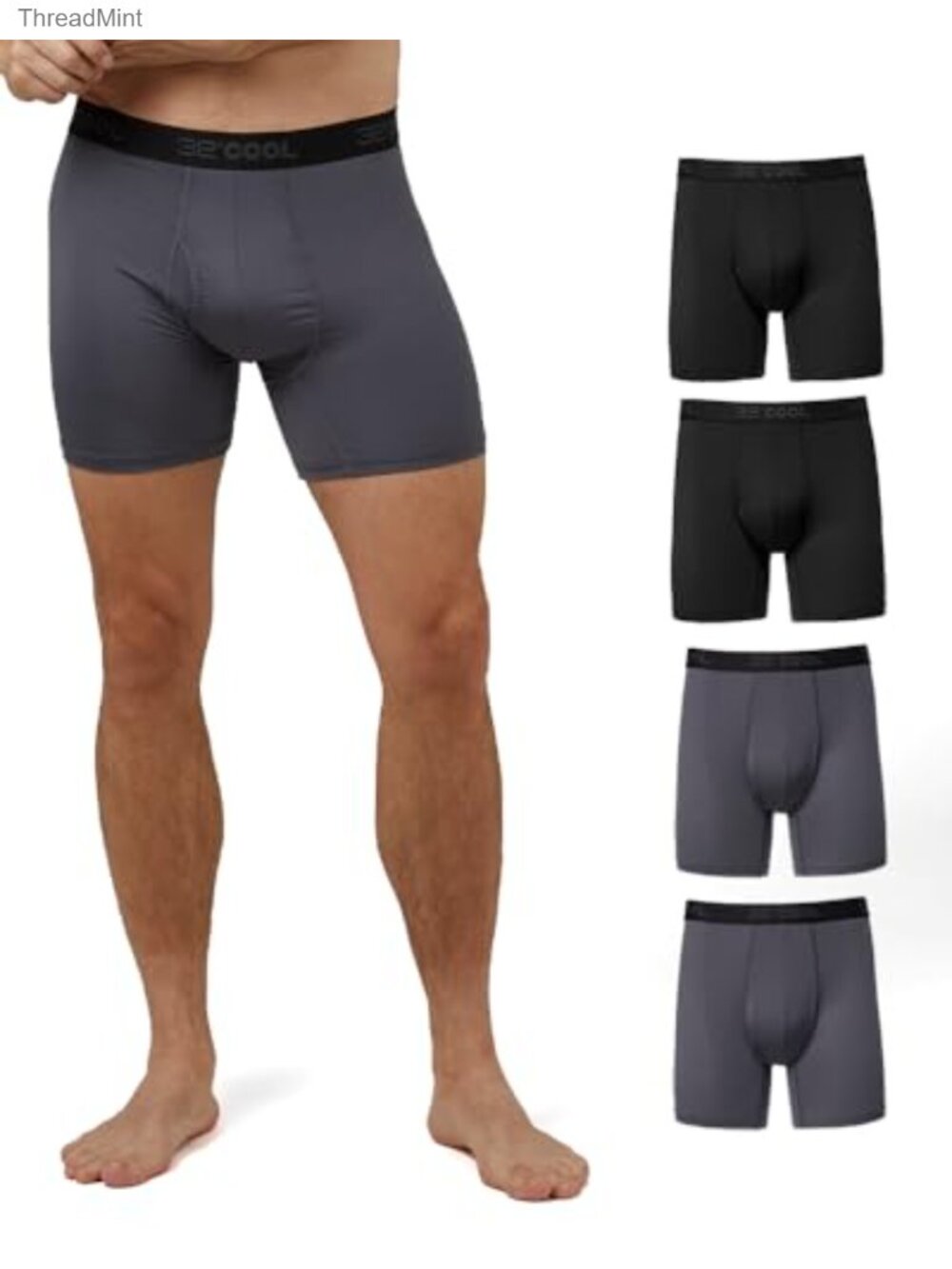 4-Pack Men's Active Mesh Quick Dry Performance Boxer Briefs 4" Inseam